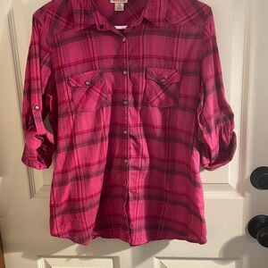 Mossimo Supply Co. Pink Plaid Shirt